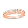 3/8 CT. T.W. Diamond Station And Marquise Frame Double Row Split Shank Stackable Anniversary Band In 10K Rose Gold