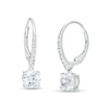 Thumbnail Image 1 of 6.25mm White Lab-Created Sapphire Drop Earrings in Sterling Silver