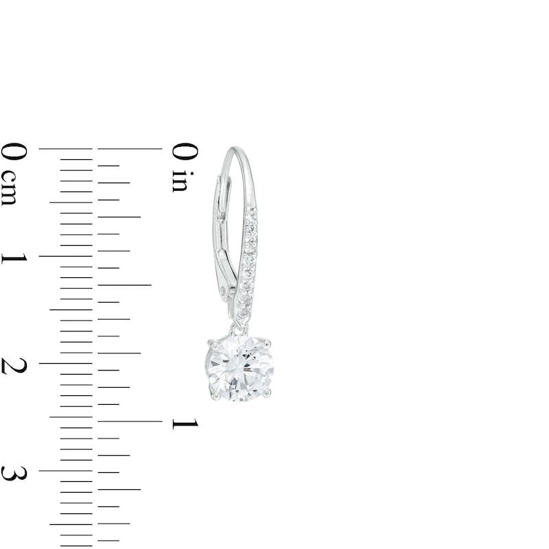 Main Image 3 of 6.25mm White Lab-Created Sapphire Drop Earrings in Sterling Silver