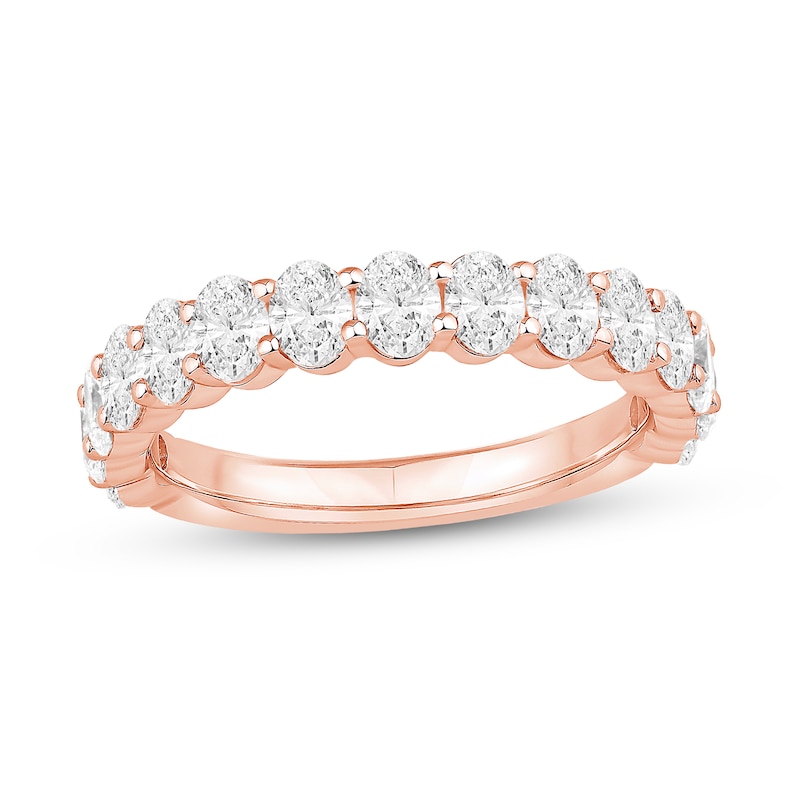 Main Image 1 of 1-1/4 CT. T.W. Certified Oval Diamond Anniversary Band in 14K Rose Gold (I/SI2)