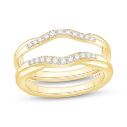 1/5 CT. T.W. Diamond Ribbon Overlay Double Row Contour Solitaire Enhancer in 14K Gold