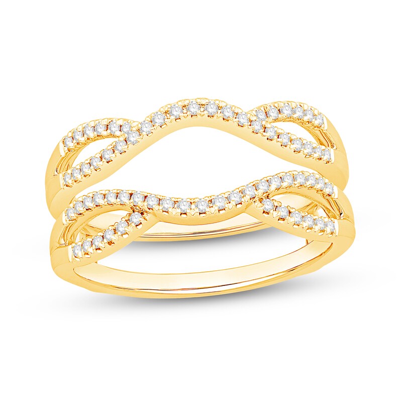 Main Image 1 of 1/4 CT. T.W. Diamond Crossover Loop Contour Solitaire Enhancer in 14K Gold