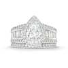 Thumbnail Image 0 of 3-3/4 CT. T.W. Certified Pear-Shaped Lab-Created Diamond Frame Bridal Set in 14K White Gold (F/VS2)