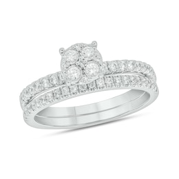 1/2 CT. T.W. Multi-Diamond Bridal Set in Sterling Silver