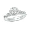 Thumbnail Image 0 of 1/3 CT. T.W. Multi-Diamond Frame Vintage-Style Bridal Set in Sterling Silver