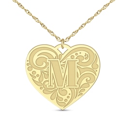 Filigree Engravable Heart Pendant (1 Initial)