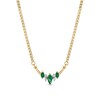 Alternating Marquise-Cut Emerald And 1/20 CT. T.W. Diamond Duos Necklace In 14K Gold - 16