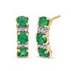 Thumbnail Image 1 of Alternating Emerald and 1/20 CT. T.W. Diamond J-Hoop Earrings in 14K Gold