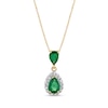 Thumbnail Image 1 of Pear-Shaped Emerald and 1/6 CT. T.W. Diamond Frame Drop Pendant in 14K Gold