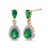 Thumbnail Image 1 of Pear-Shaped Emerald and 1/4 CT. T.W. Diamond Frame Drop Earrings in 14K Gold