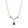Thumbnail Image 1 of Pear-Shaped Emerald and 1/20 CT. T.W. Diamond Drop Vintage-Style Necklace in 14K Gold - 16"