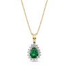 Thumbnail Image 1 of Pear-Shaped Emerald and 1/6 CT. T.W. Diamond Frame Pendant in 14K Gold