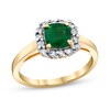 Thumbnail Image 1 of 6.0mm Cushion-Cut Emerald and 1/4 CT. T.W. Diamond Frame Ring in 14K Gold