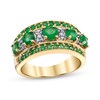 Thumbnail Image 1 of Emerald and 1/6 CT. T.W. Diamond Emerald Edge Ring in 14K Gold