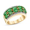 Thumbnail Image 1 of Sideways Oval Emerald and 1/4 CT. T.W. Diamond Edge Double Row Ring in 14K Gold