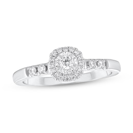 1/4 CT. T.W. Diamond Cushion Frame Engagement Ring in 10K White Gold (I/I2)