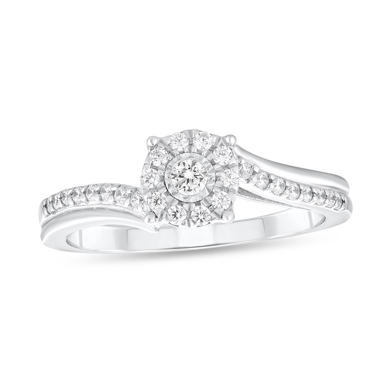 Main Image 1 of 1/4 CT. T.W. Diamond Frame Bypass Engagement Ring in 10K White Gold (I/I3)