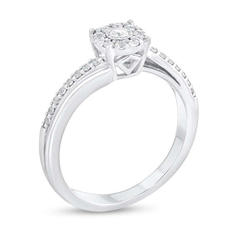 Main Image 2 of 1/4 CT. T.W. Diamond Frame Bypass Engagement Ring in 10K White Gold (I/I3)