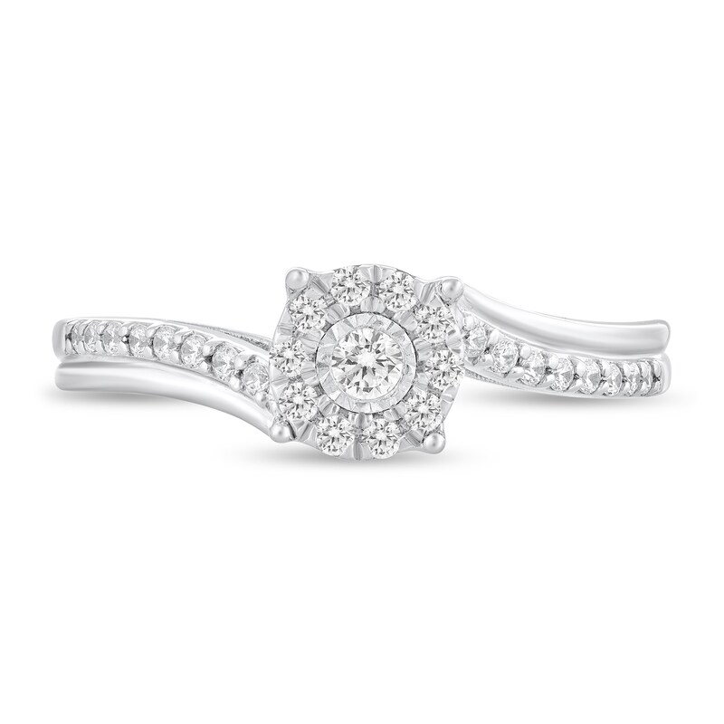 Main Image 3 of 1/4 CT. T.W. Diamond Frame Bypass Engagement Ring in 10K White Gold (I/I3)