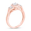 Thumbnail Image 2 of 1/4 CT. T.W. Diamond Cushion Frame Three Stone Twist Shank Engagement Ring in 10K Rose Gold (I/I3)