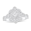 Thumbnail Image 1 of 1/2 CT. T.W. Princess-Cut Diamond Ornate Vintage-Style Engagement Ring in 14K White Gold (I/I2)