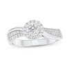 Thumbnail Image 1 of 1/2 CT. T.W. Diamond Frame Wavy Double Row Engagement Ring in 10K White Gold (I/I2)