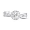 Thumbnail Image 3 of 1/2 CT. T.W. Diamond Frame Wavy Double Row Engagement Ring in 10K White Gold (I/I2)