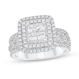 1-1/3 CT. T.W. Quad Princess-Cut Diamond Double Frame Infinity Engagement Ring in 14K White Gold
