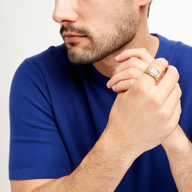 Main Image 2 of 1 CT. T.W. Baguette Diamond Multi-Row Dome Ring in 10K Gold