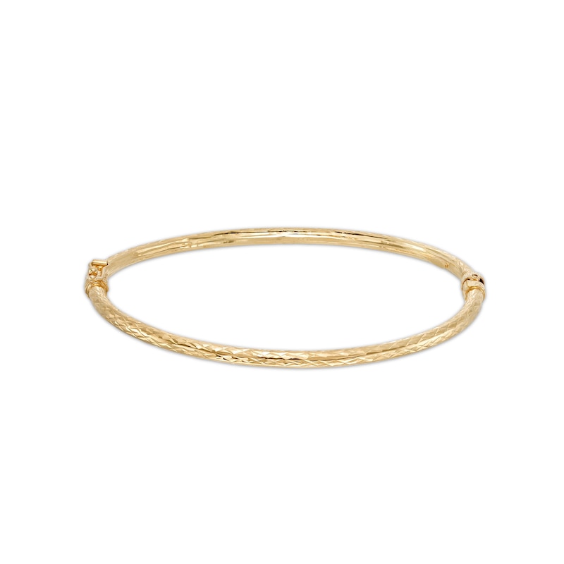 Main Image 1 of Oro Diamante™ Diamond-Cut Bangle in Hollow 14K Gold