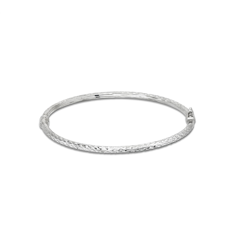 Main Image 1 of Oro Diamante™ Diamond-Cut Bangle in Hollow 14K White Gold