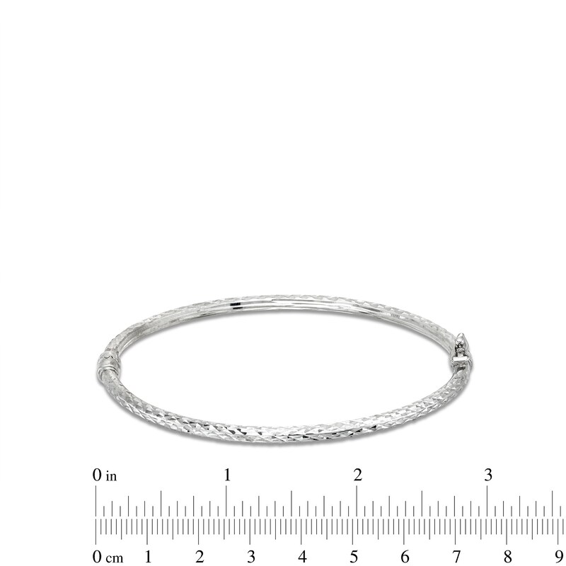 Main Image 3 of Oro Diamante™ Diamond-Cut Bangle in Hollow 14K White Gold