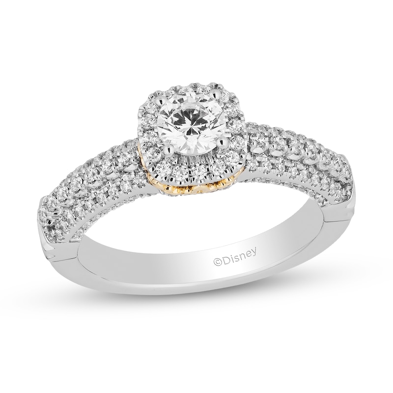 Main Image 1 of Collector's Edition Enchanted Disney 7/8 CT. T.W. Diamond Frame Engagement Ring in 14K Two-Tone Gold