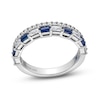 Thumbnail Image 1 of Vera Wang Love Collection 3/8 CT. T.W. Diamond and Blue Sapphire Stacked Band in 14K White Gold
