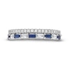 Thumbnail Image 4 of Vera Wang Love Collection 3/8 CT. T.W. Diamond and Blue Sapphire Stacked Band in 14K White Gold