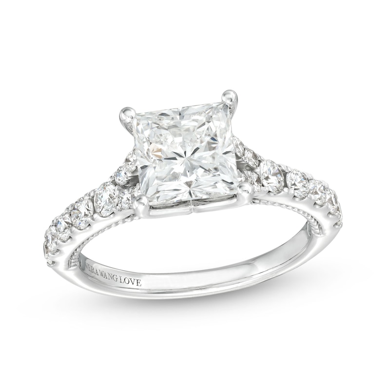 Main Image 1 of Vera Wang Love Collection 2-1/2 CT. T.W. Princess-Cut Certified Lab-Grown Diamond Engagement Ring in 14K White Gold (F/VS2)