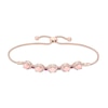 Thumbnail Image 1 of Pink Opal, Rhodolite Garnet and White Lab-Created Sapphire Bolo Bracelet in Sterling Silver with 14K Rose Gold Plate