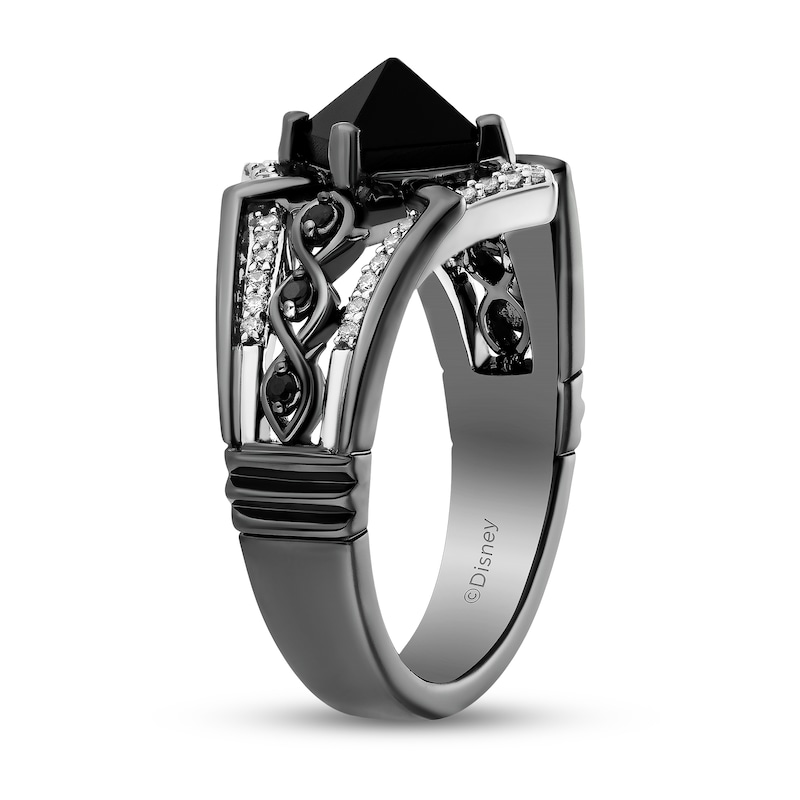 Main Image 2 of Enchanted Disney Villains Maleficent Princess-Cut Onyx and Diamond Ring in Sterling Silver with Black Rhodium