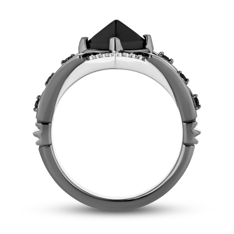 Main Image 3 of Enchanted Disney Villains Maleficent Princess-Cut Onyx and Diamond Ring in Sterling Silver with Black Rhodium
