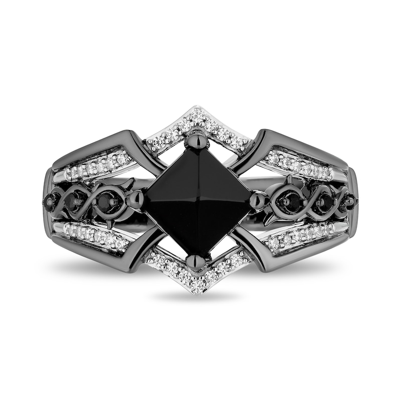 Main Image 4 of Enchanted Disney Villains Maleficent Princess-Cut Onyx and Diamond Ring in Sterling Silver with Black Rhodium