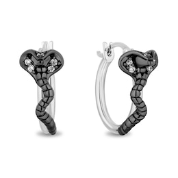 Enchanted Disney Villains Jafar 1/10 CT. T.W. Diamond Cobra Hoop Earrings in Sterling Silver with Black Rhodium