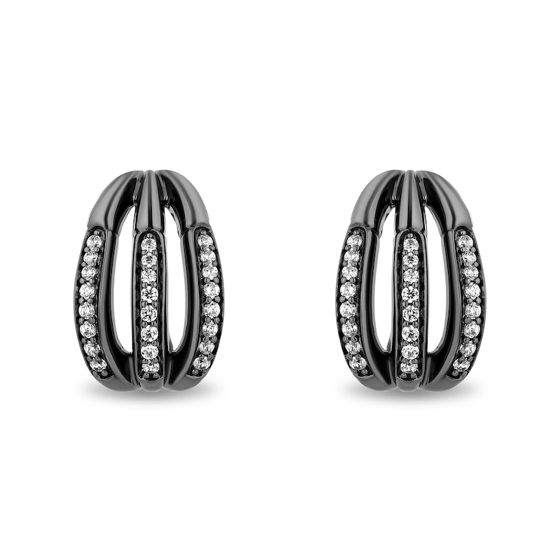 Main Image 2 of Enchanted Disney Villains Maleficent 1/3 CT. T.W. Diamond Claw J-Hoop Earrings in Sterling Silver with Black Rhodium