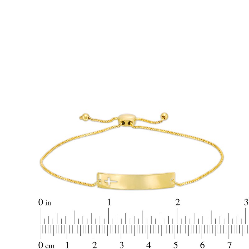 Main Image 3 of Sideways Bar with Cross Cutout Bolo Bracelet in 10K Gold - 9.5"