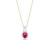 Thumbnail Image 1 of Oval Lab-Created Ruby and White Lab-Created Sapphire Frame Split Bail Pendant in Sterling Silver with 14K Gold Plate