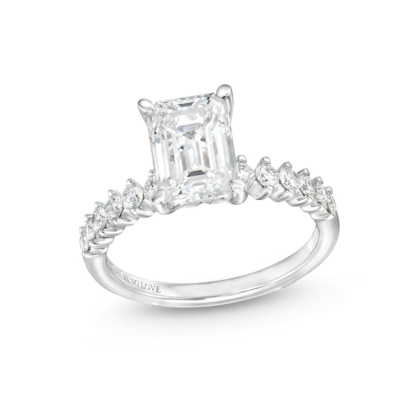 Main Image 1 of Vera Wang Love Collection 2-1/3 CT. T.W. Emerald-Cut Certified Lab-Grown Diamond Engagement Ring in 14K White Gold (F/VS2)