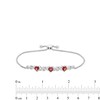 Thumbnail Image 3 of 5.0mm Heart-Shaped Garnet and White Lab-Created Sapphire Cascading Infinity Bolo Bracelet in Sterling Silver - 9.0"