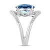 Thumbnail Image 2 of EFFY™ Collection Oval London Blue Topaz and 3/4 CT. T.W. Diamond Open Loop Ring in 14K White Gold