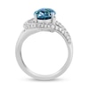 Thumbnail Image 3 of EFFY™ Collection Oval London Blue Topaz and 3/4 CT. T.W. Diamond Open Loop Ring in 14K White Gold