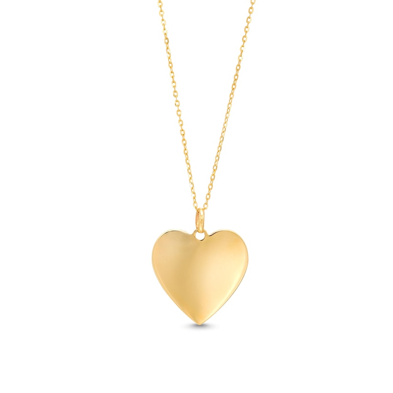 Main Image 1 of Polished Heart-Shaped Disc Pendant in 10K Gold