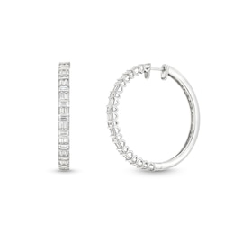 2 CT. T.W.  Baguette Lab-Grown Diamond Hoop Earrings in 14K White Gold (F/SI2)